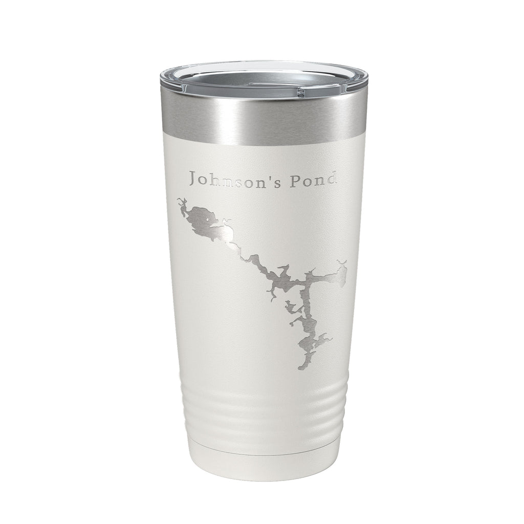 Johnson's Pond Tumbler Lake Map Travel Mug Insulated Laser Engraved Coffee Cup Rhode Island 20 oz