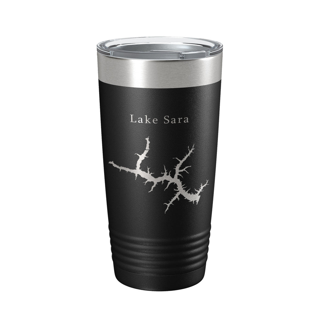 Lake Sara Map Tumbler Travel Mug Insulated Laser Engraved Coffee Cup Illinois 20 oz