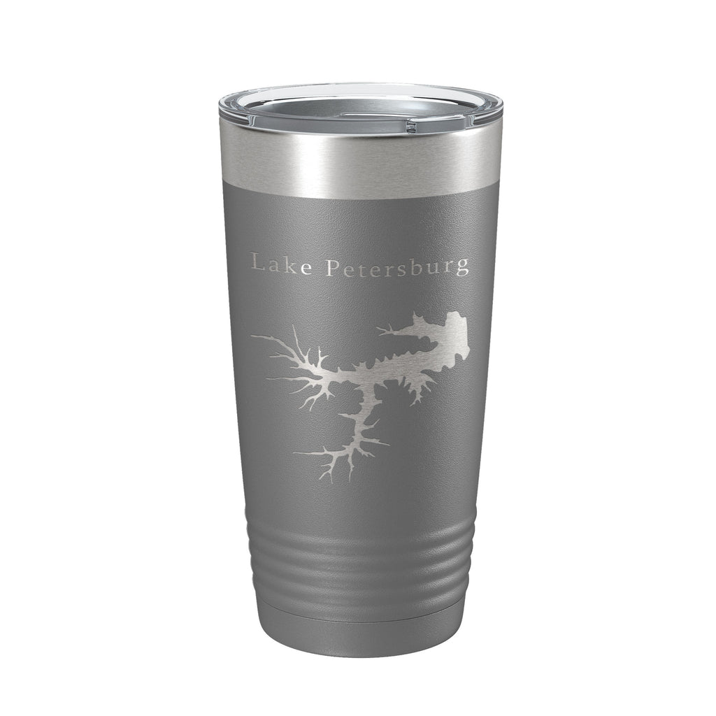 Lake Petersburg Map Tumbler Travel Mug Insulated Laser Engraved Coffee Cup Illinois 20 oz