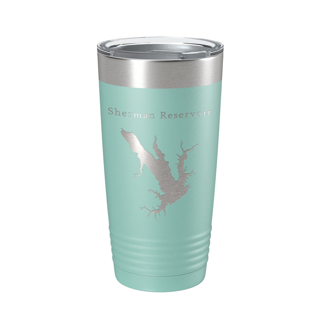 Sherman Reservoir Tumbler Lake Map Travel Mug Insulated Laser Engraved Coffee Cup Nebraska 20 oz