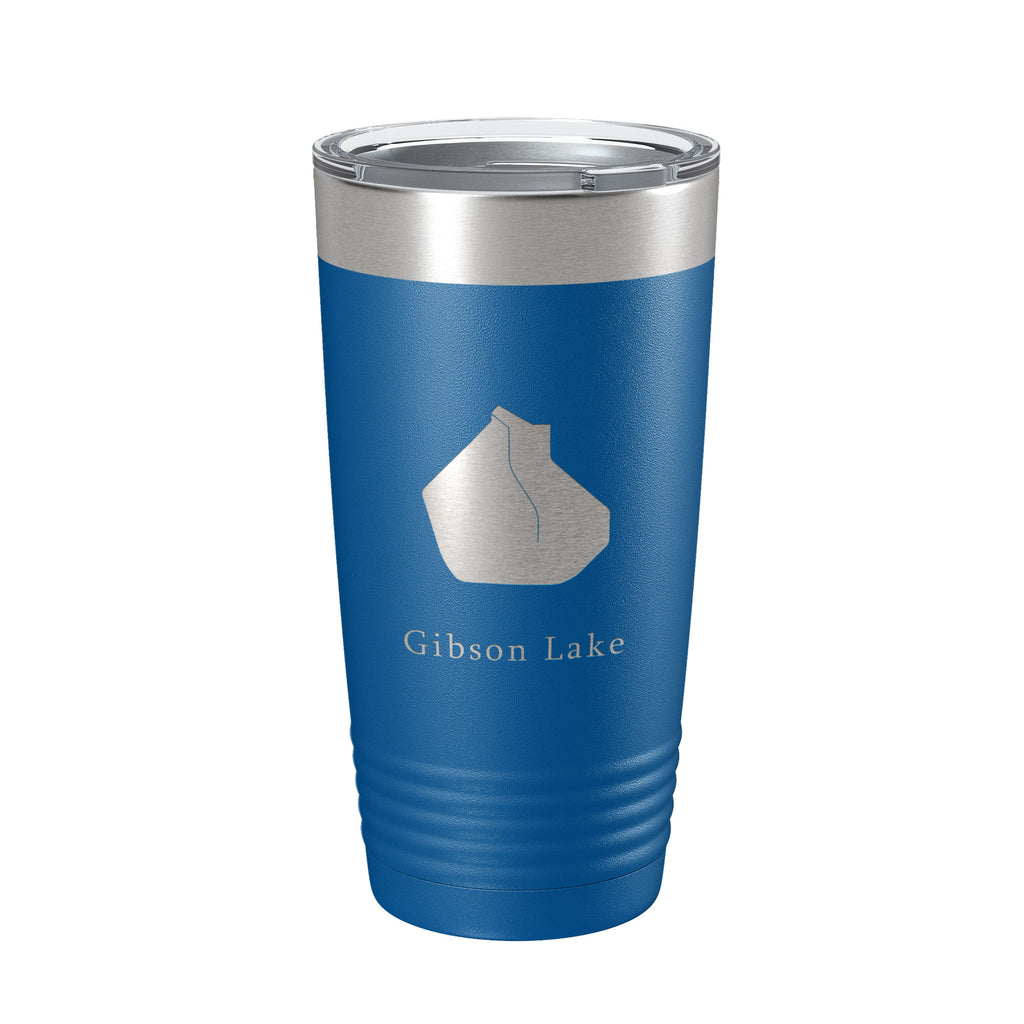 Gibson Lake Map Tumbler Travel Mug Insulated Laser Engraved Coffee Cup Indiana 20 oz