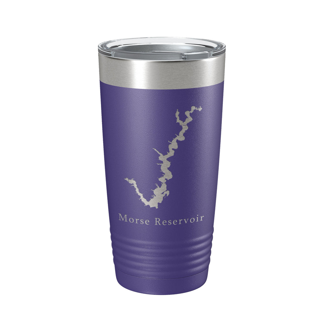 Morse Reservoir Tumbler Lake Map Travel Mug Insulated Laser Engraved Coffee Cup Indiana 20 oz