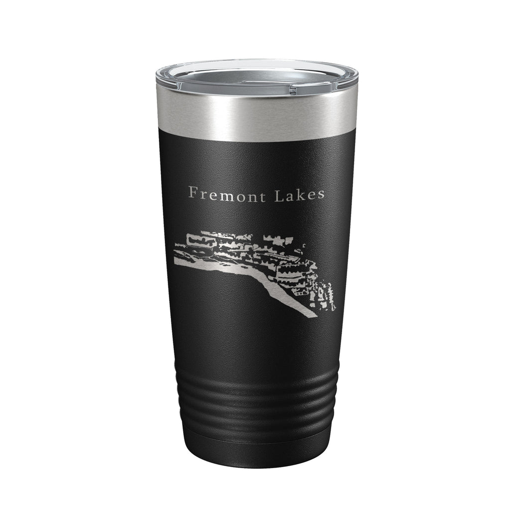 Fremont Lakes Map Tumbler Travel Mug Insulated Laser Engraved Coffee Cup Platte River Nebraska 20 oz