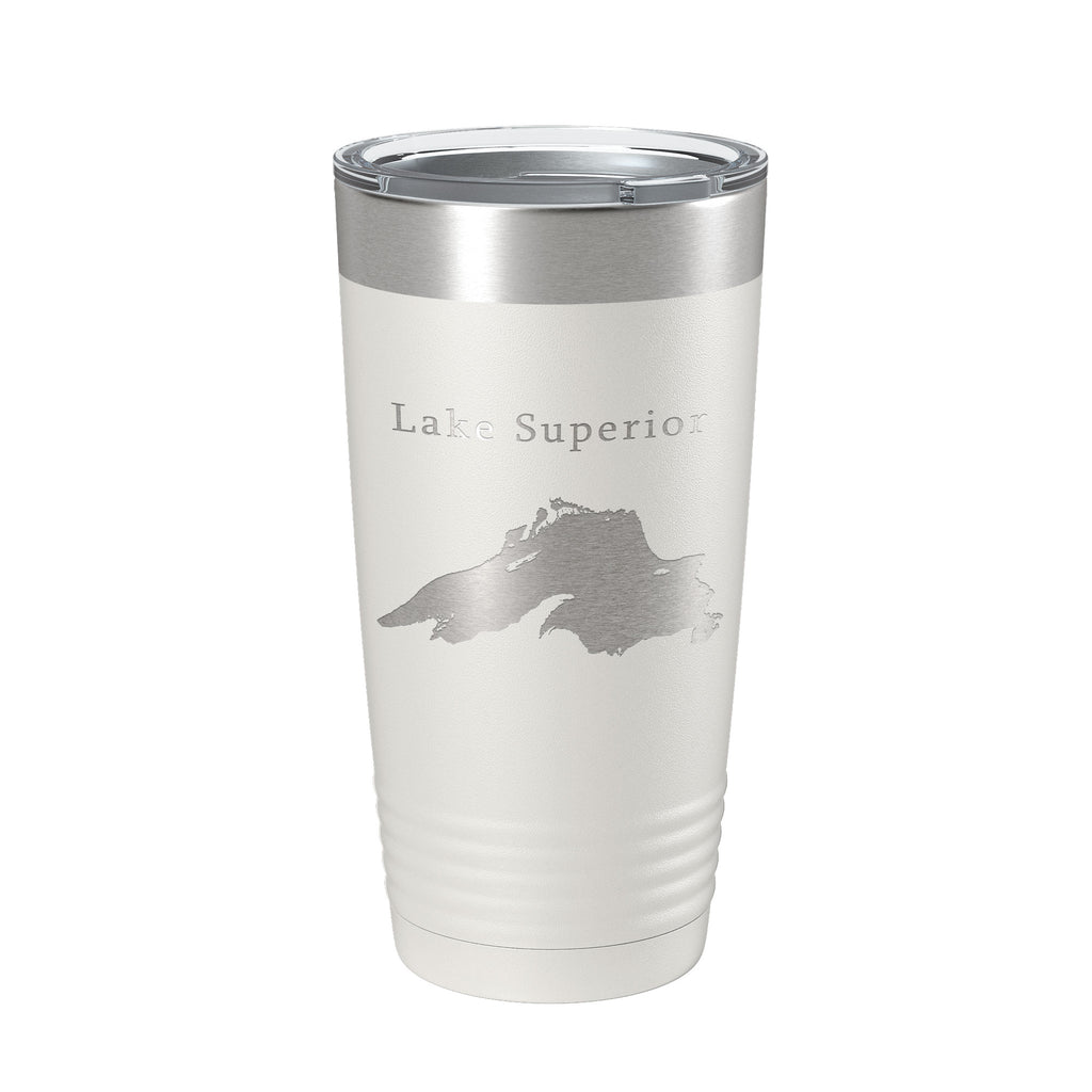 Lake Superior Map Tumbler Travel Mug Insulated Laser Engraved Coffee Cup Michigan Minnesota Wisconsin 20 oz