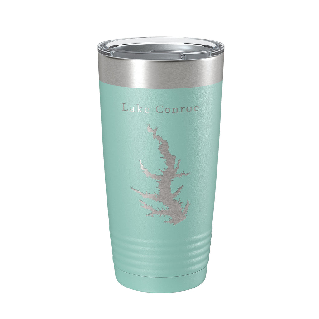 Lake Conroe Map Tumbler Travel Mug Insulated Laser Engraved Coffee Cup Texas 20 oz