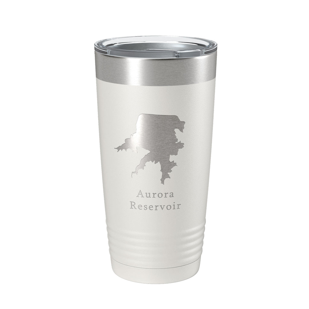 Aurora Reservoir Tumbler Lake Map Travel Mug Insulated Laser Engraved Coffee Cup Colorado 20 oz