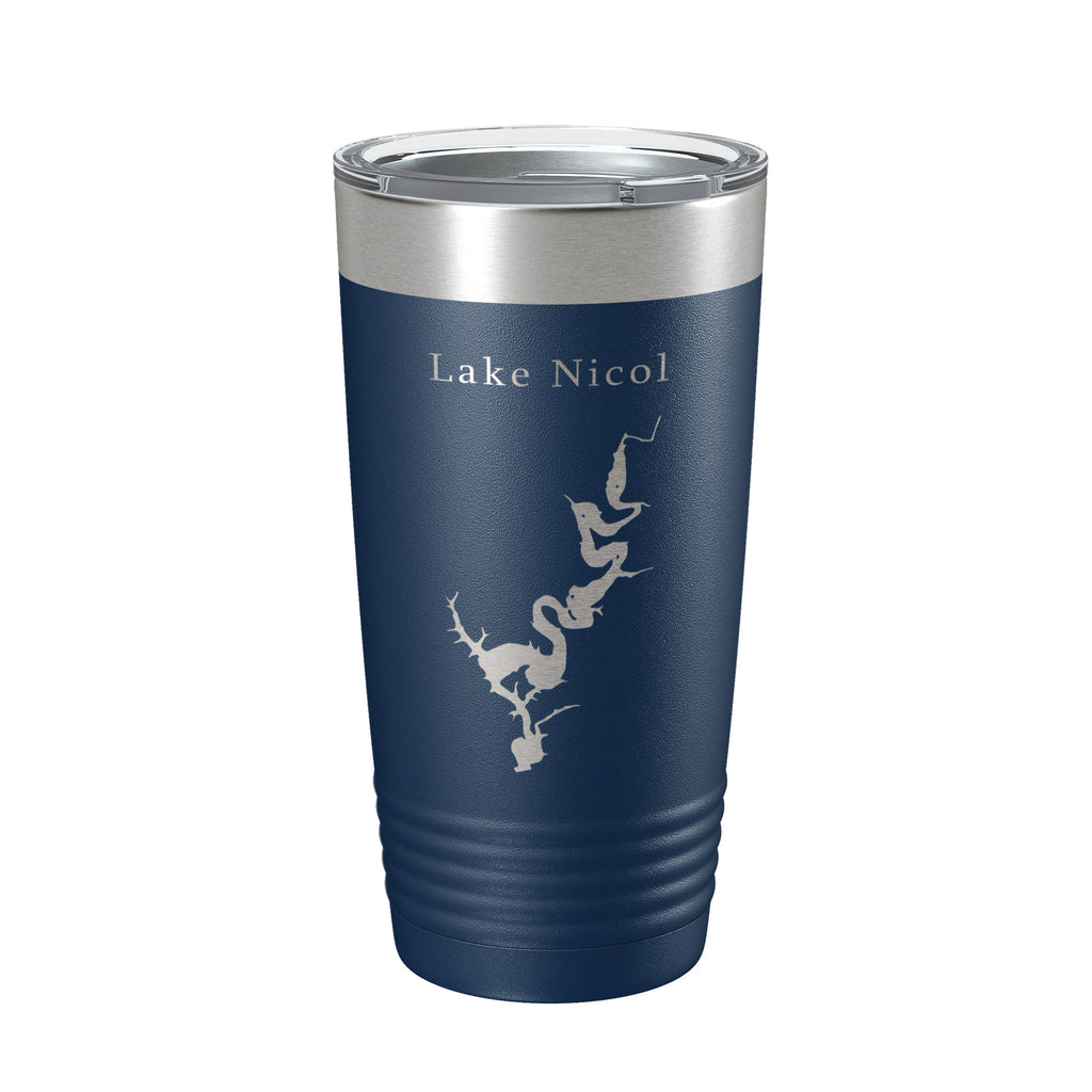 Lake Nicol Map Tumbler Travel Mug Insulated Laser Engraved Coffee Cup Alabama 20 oz