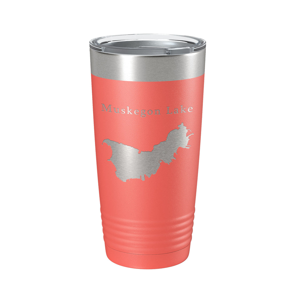 Muskegon Lake Map Tumbler Travel Mug Insulated Laser Engraved Coffee Cup Michigan 20 oz