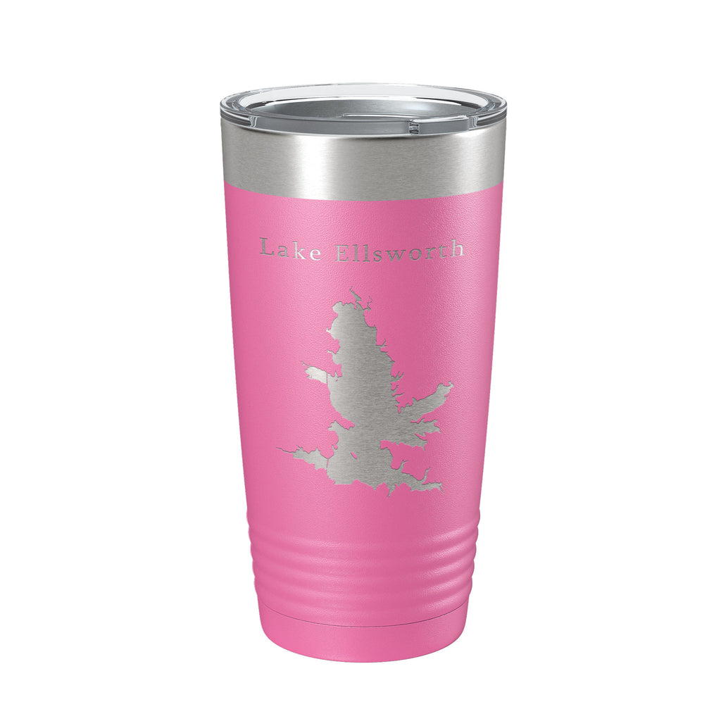 Lake Ellsworth Map Tumbler Travel Mug Insulated Laser Engraved Coffee Cup Oklahoma 20 oz