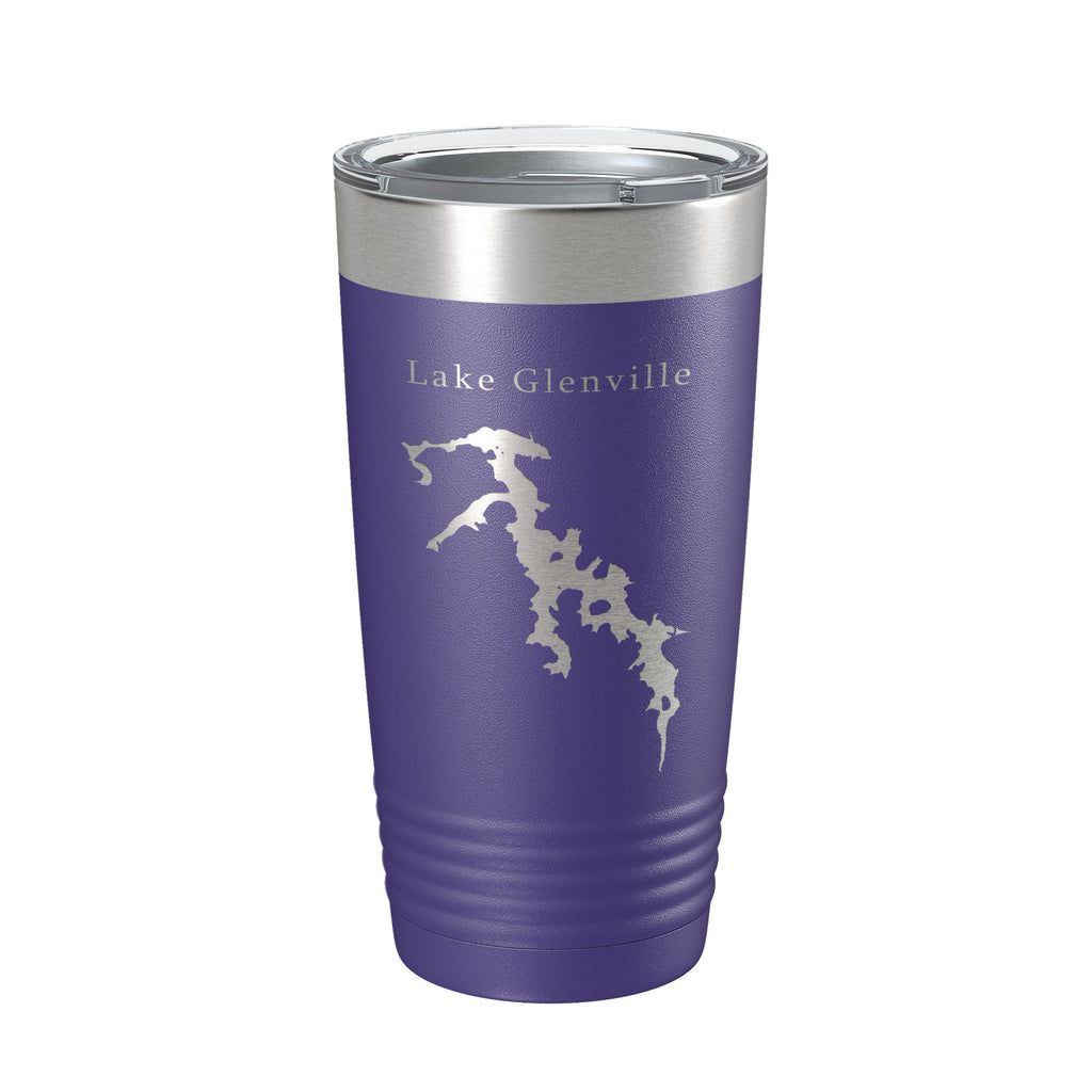 Lake Glenville Map Tumbler Travel Mug Insulated Laser Engraved Coffee Cup North Carolina 20 oz