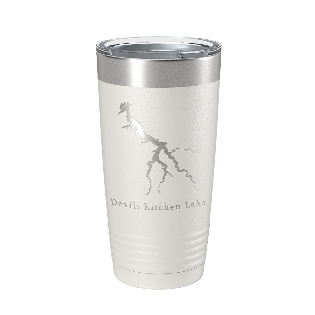 Devils Kitchen Lake Map Tumbler Travel Mug Insulated Laser Engraved Coffee Cup Illinois 20 oz