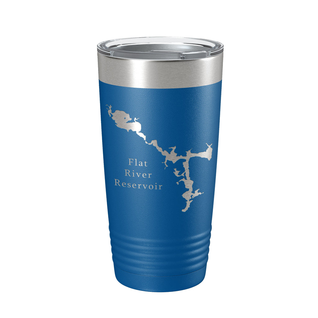 Flat River Reservoir Tumbler Lake Map Travel Mug Insulated Laser Engraved Coffee Cup Rhode Island 20 oz