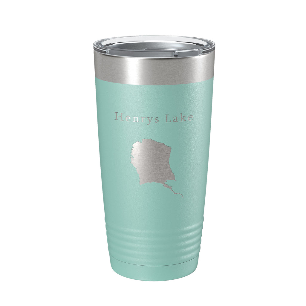 Henrys Lake Map Tumbler Travel Mug Insulated Laser Engraved Coffee Cup Idaho 20 oz