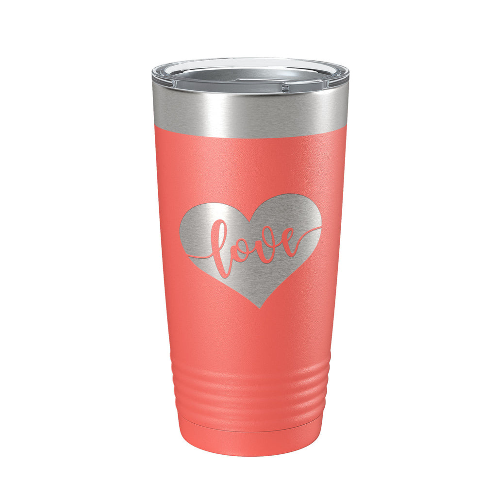 Love Tumbler Valentine's Day Heart Travel Mug Insulated Laser Engraved Coffee Cup 20 oz