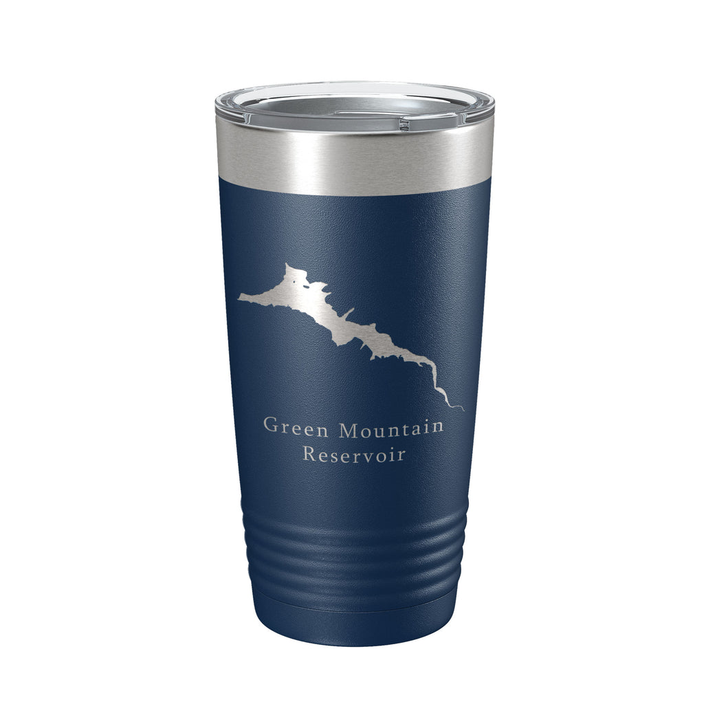 Green Mountain Reservoir Tumbler Lake Map Travel Mug Insulated Laser Engraved Coffee Cup Colorado 20 oz