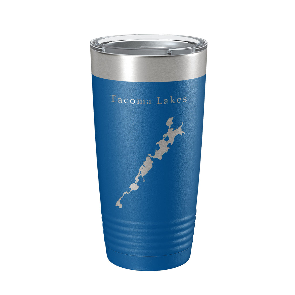 Tacoma Lakes Map Tumbler Travel Mug Insulated Laser Engraved Coffee Cup Maine 20 oz