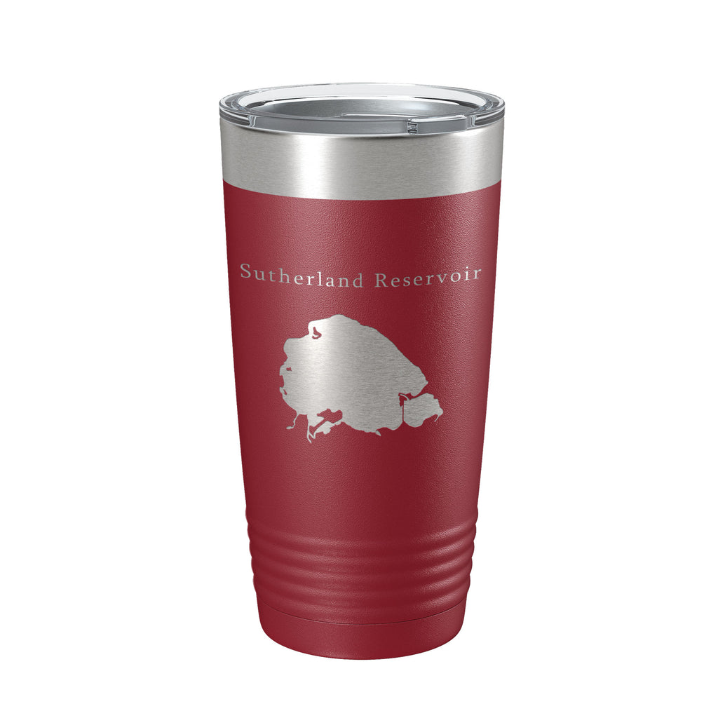 Sutherland Reservoir Tumbler Lake Map Travel Mug Insulated Laser Engraved Coffee Cup Nebraska 20 oz