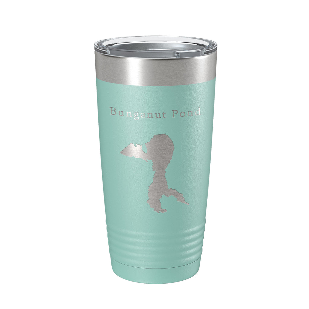 Bunganut Pond Tumbler Lake Map Travel Mug Insulated Laser Engraved Coffee Cup Maine 20 oz