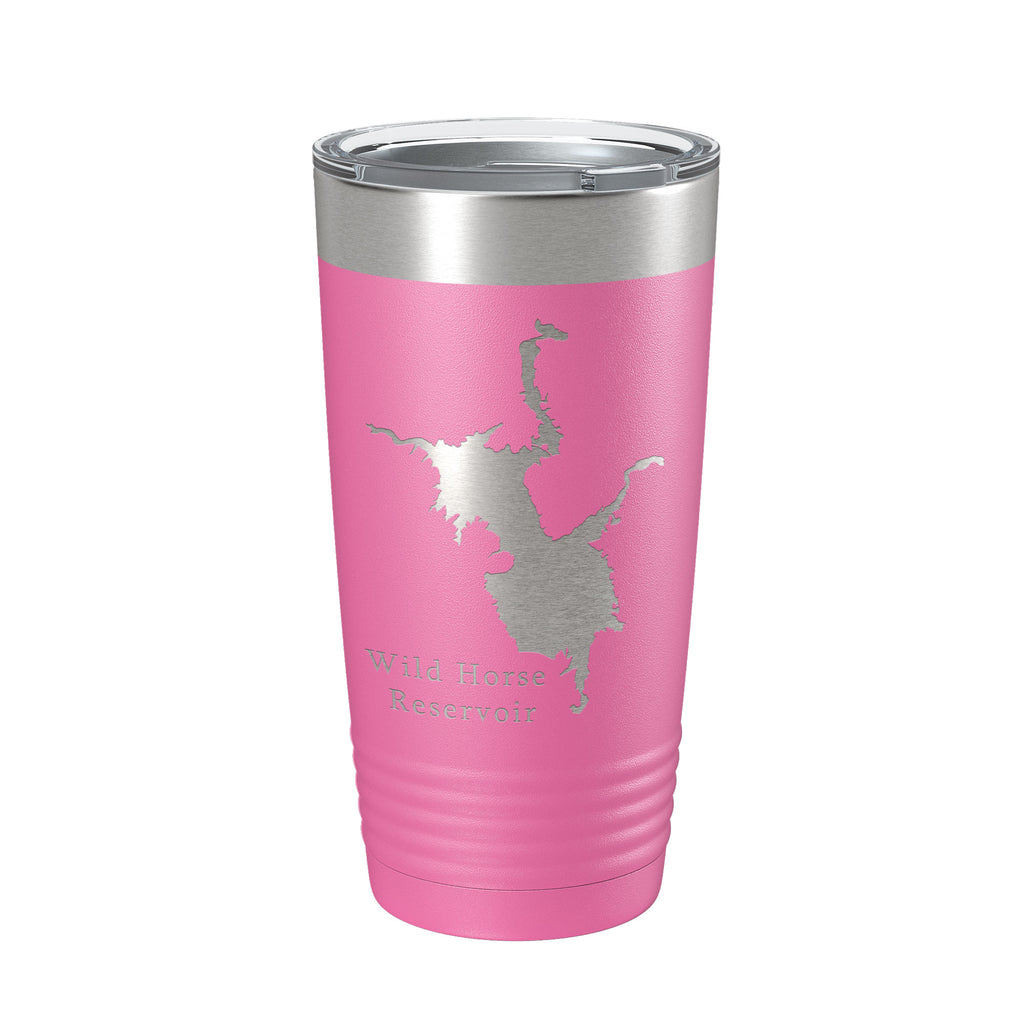 Wild Horse Reservoir Tumbler Lake Map Travel Mug Insulated Laser Engraved Coffee Cup Nevada 20 oz