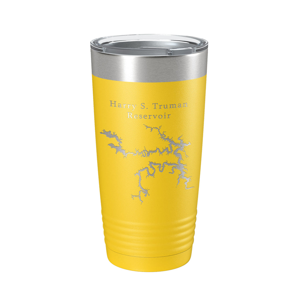 Harry S. Truman Reservoir Tumbler Lake Map Travel Mug Insulated Laser Engraved Coffee Cup Missouri 20 oz