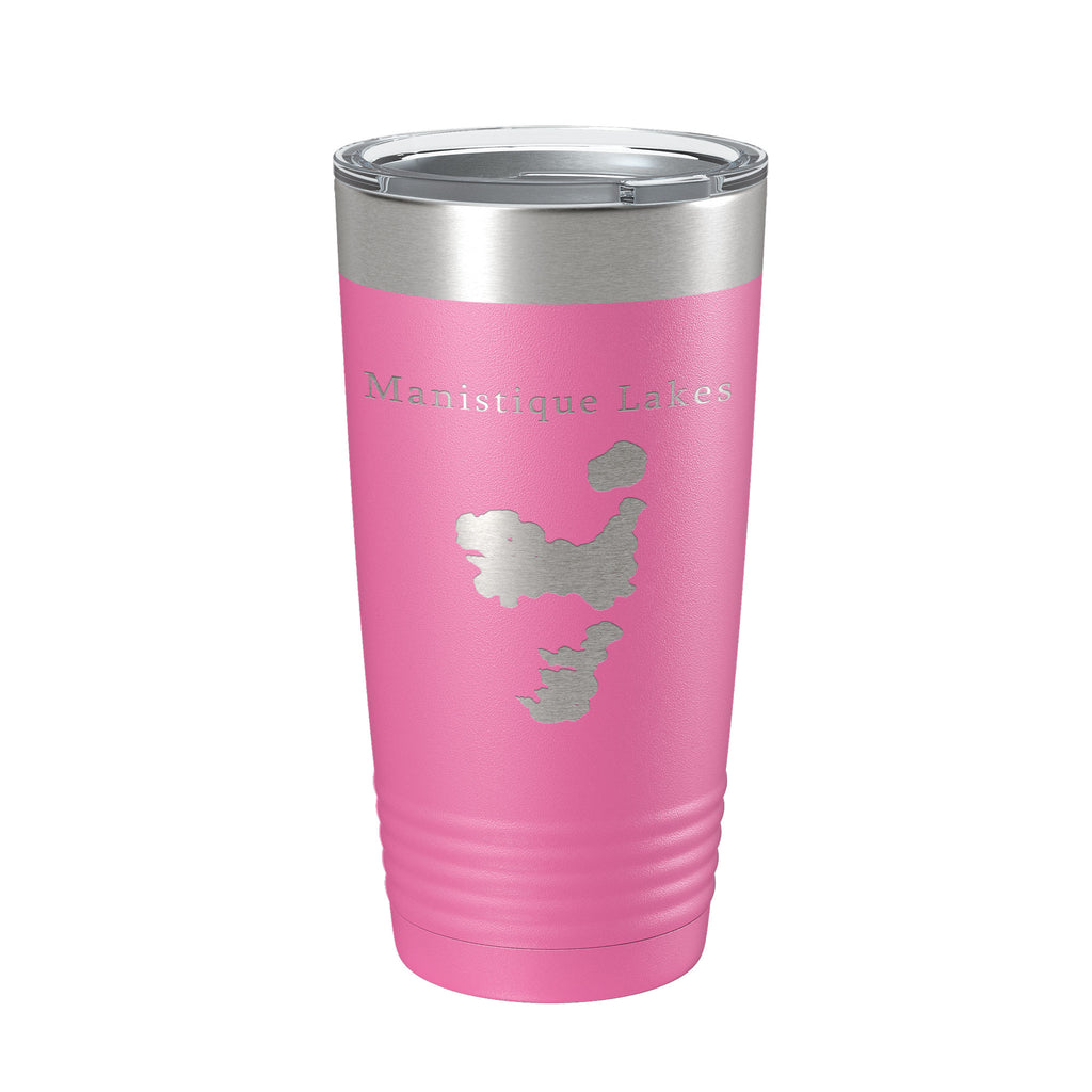 Manistique Lakes Map Tumbler Travel Mug Insulated Laser Engraved Coffee Cup Michigan 20 oz