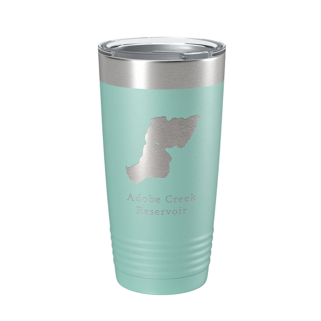 Adobe Creek Reservoir Tumbler Lake Map Travel Mug Insulated Laser Engraved Coffee Cup Colorado 20 oz