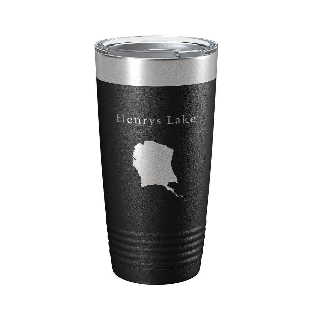 Henrys Lake Map Tumbler Travel Mug Insulated Laser Engraved Coffee Cup Idaho 20 oz