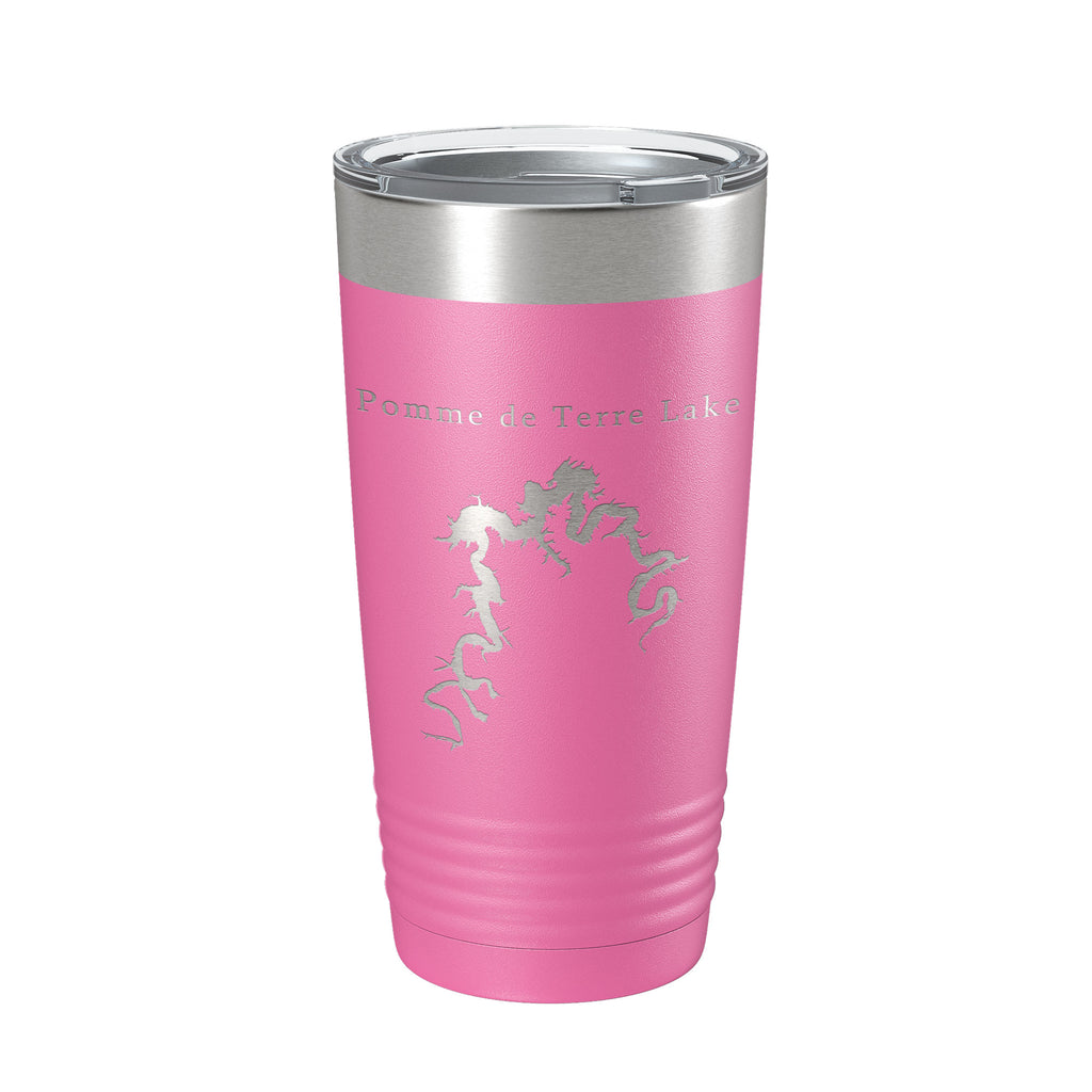 Pomme de Terre Lake Map Tumbler Travel Mug Insulated Laser Engraved Coffee Cup Missouri 20 oz