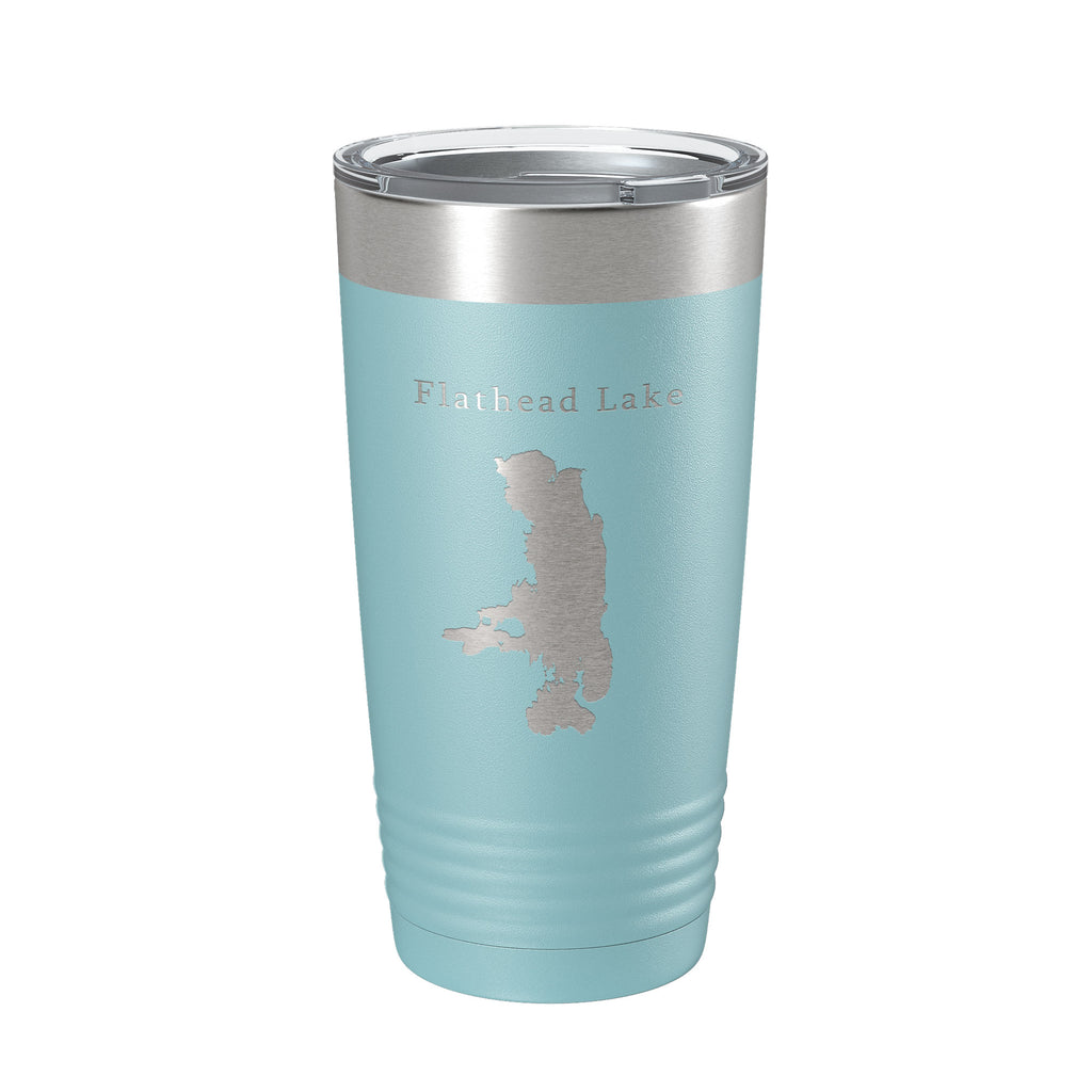 Flathead Lake Map Tumbler Travel Mug Insulated Laser Engraved Coffee Cup Missoula Montana 20 oz