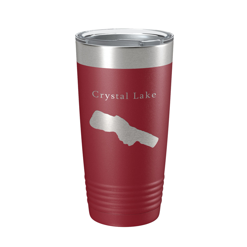 Crystal Lake Map Tumbler Travel Mug Insulated Laser Engraved Coffee Cup Michigan 20 oz