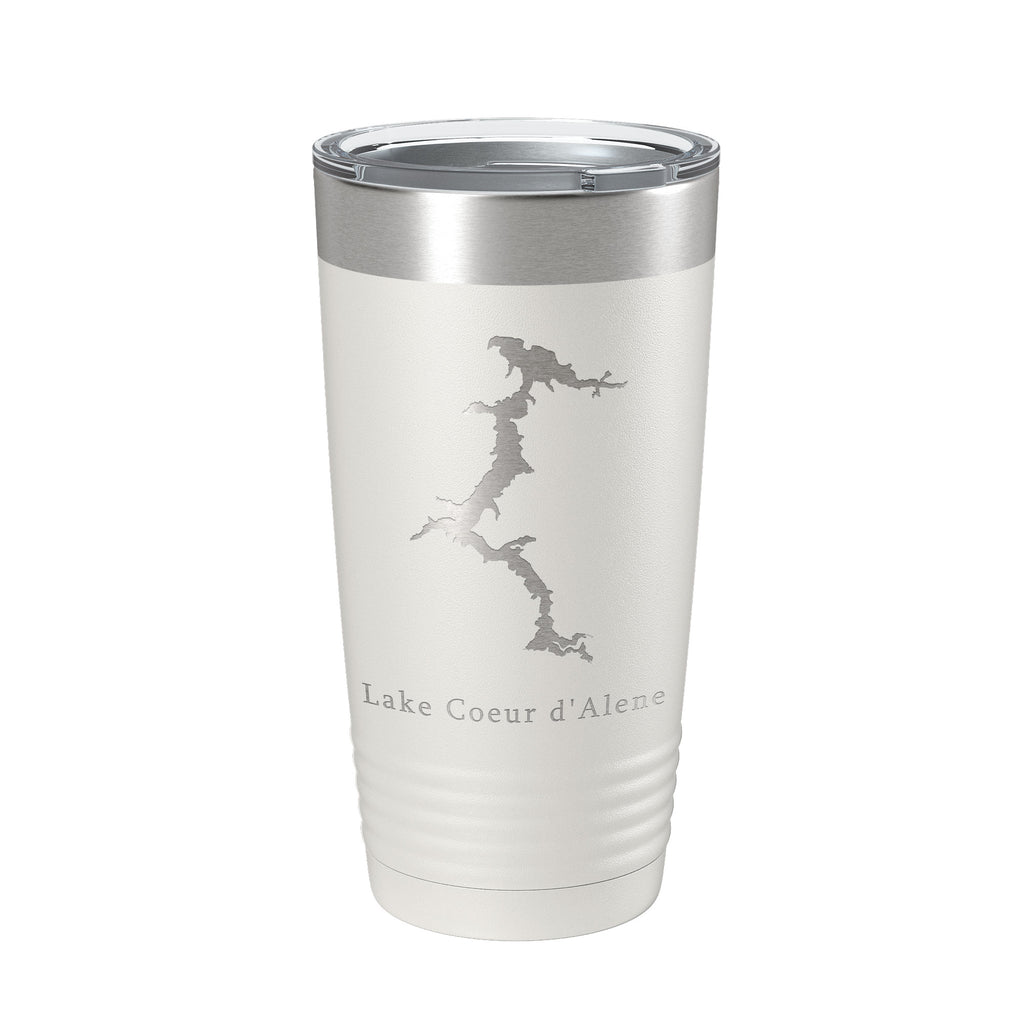 Lake Coeur d'Alene Map Tumbler Travel Mug Insulated Laser Engraved Coffee Cup Idaho 20 oz