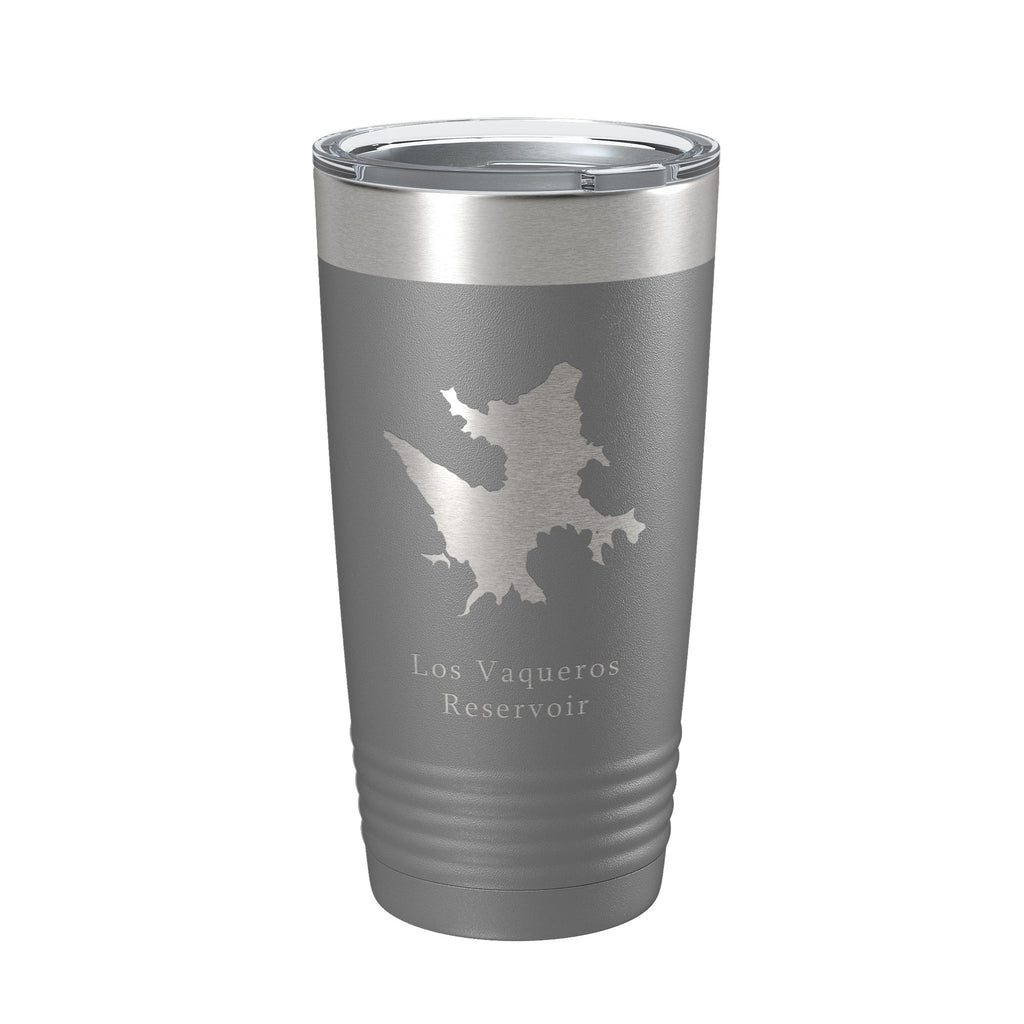 Los Vaqueros Reservoir Tumbler Lake Map Travel Mug Insulated Laser Engraved Coffee Cup California 20 oz