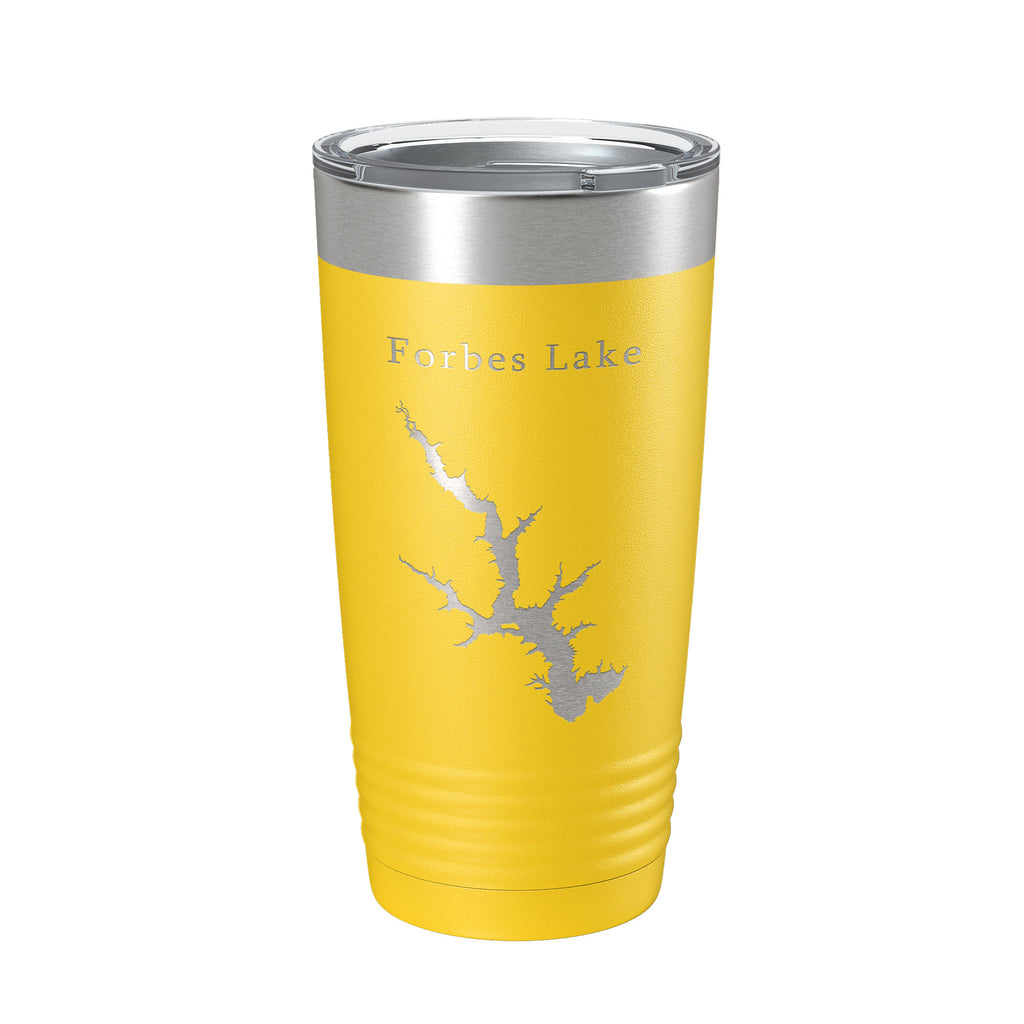 Forbes Lake Map Tumbler Travel Mug Insulated Laser Engraved Coffee Cup Illinois 20 oz