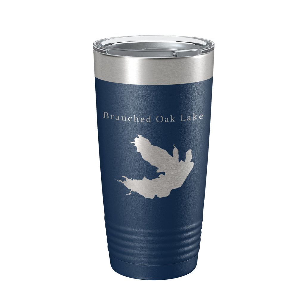 Branched Oak Lake Map Tumbler Travel Mug Insulated Laser Engraved Coffee Cup Nebraska 20 oz