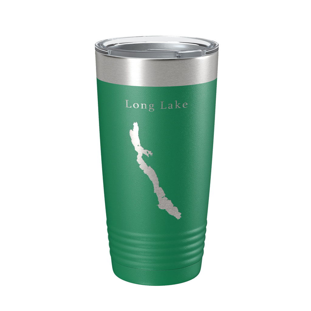 Long Lake Map Tumbler Travel Mug Insulated Laser Engraved Coffee Cup Maine 20 oz