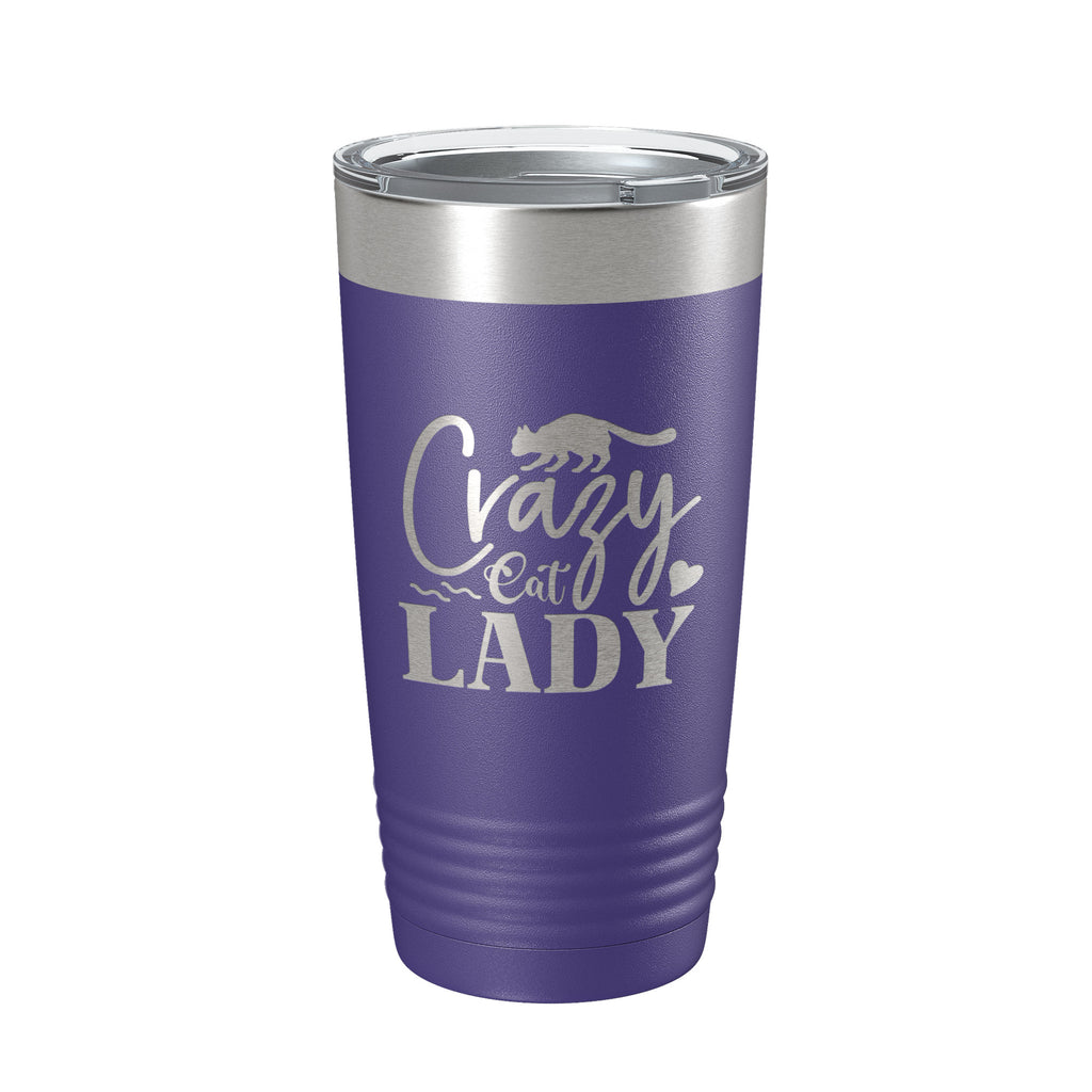 Crazy Cat Lady Tumbler Travel Mug Funny Cat Lover Gift Insulated Laser Engraved Coffee Cup 20 oz