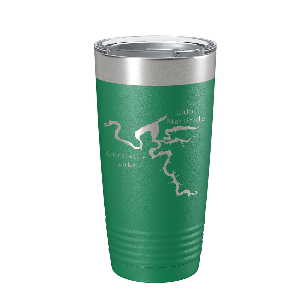 Coralville Lake Macbride Map Tumbler Travel Mug Insulated Laser Engraved Coffee Cup Iowa River 20 oz