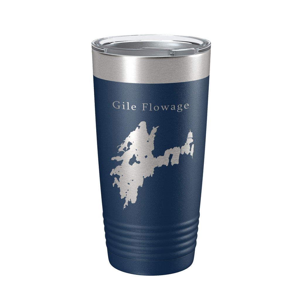 Gile Flowage Tumbler Lake Map Travel Mug Insulated Laser Engraved Coffee Cup Wisconsin 20 oz