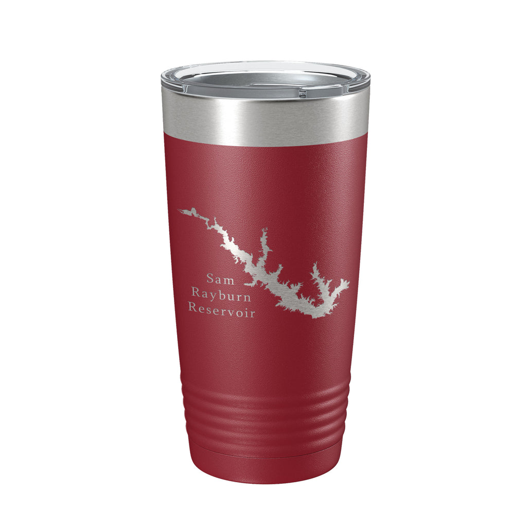 Sam Rayburn Reservoir Tumbler Lake Map Travel Mug Insulated Laser Engraved Coffee Cup Texas 20 oz