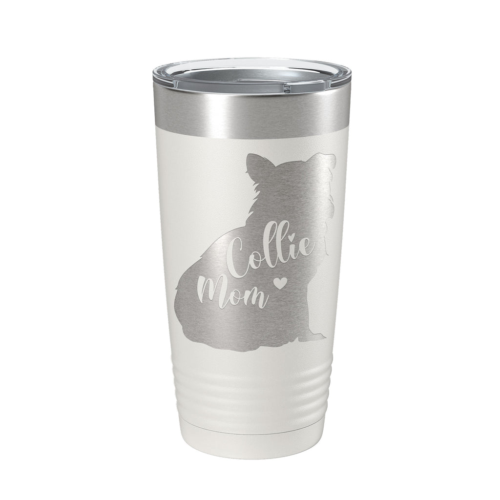 Collie Mom Tumbler Dog Travel Mug Gift Insulated Laser Engraved Coffee Cup 20 oz