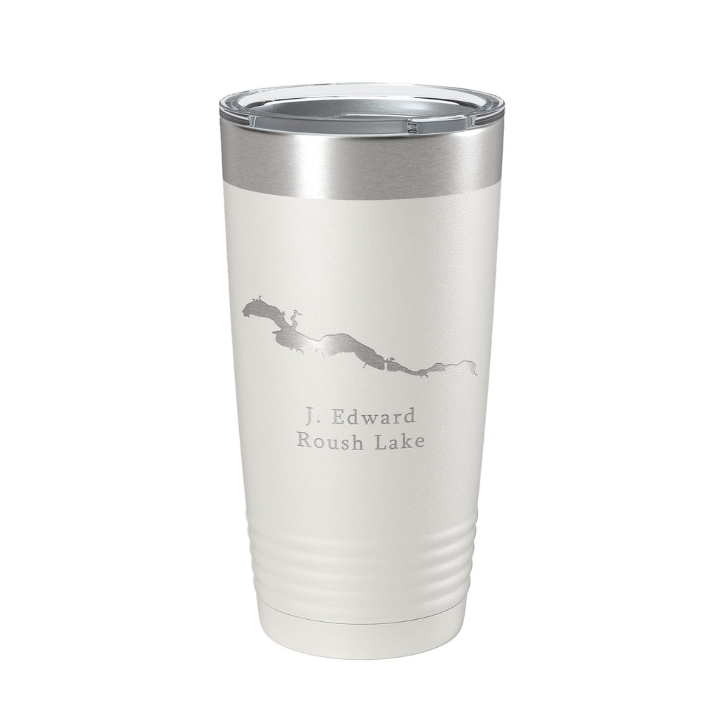 J. Edward Roush Lake Map Tumbler Travel Mug Insulated Laser Engraved Coffee Cup Indiana 20 oz