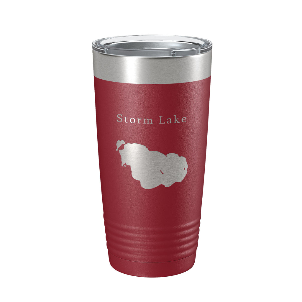 Storm Lake Map Tumbler Travel Mug Insulated Laser Engraved Coffee Cup Iowa 20 oz