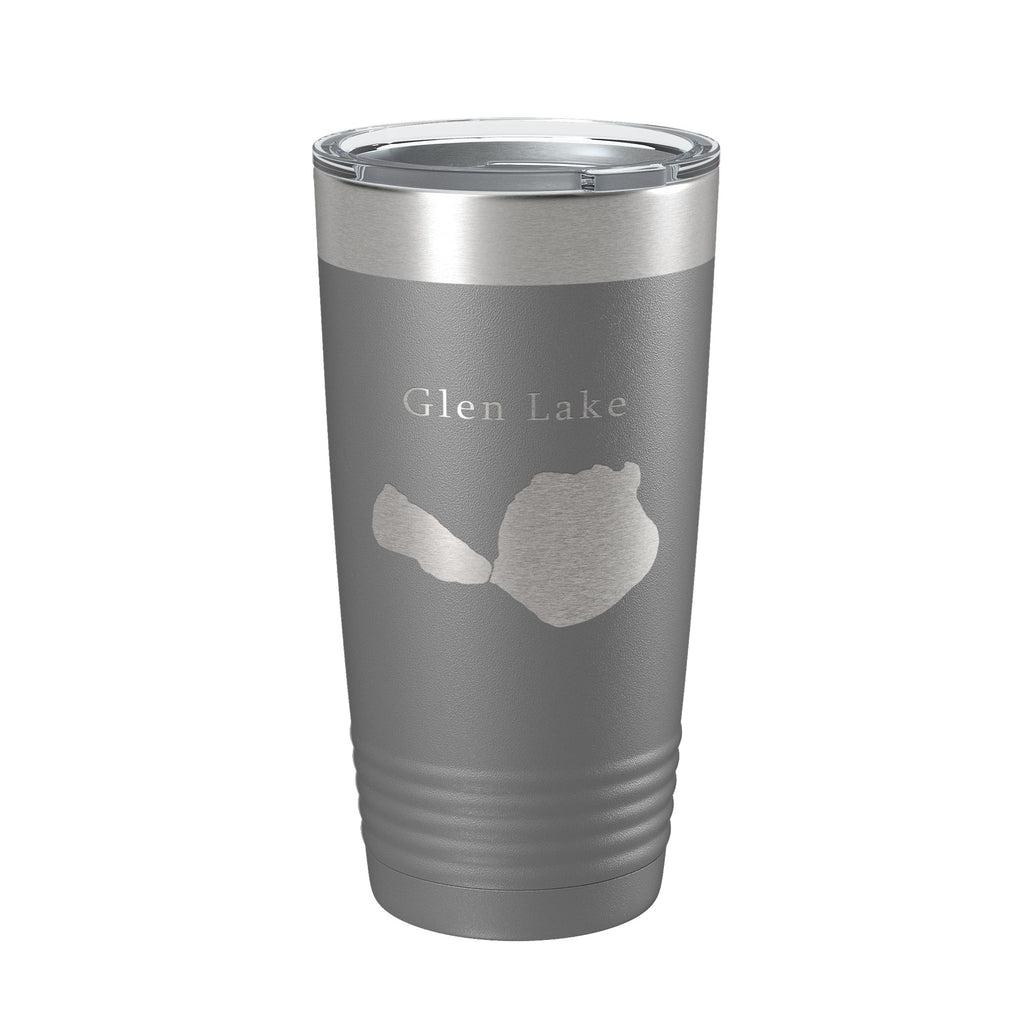 Big & Little Glen Lakes Map Tumbler Travel Mug Insulated Laser Engraved Coffee Cup Michigan 20 oz