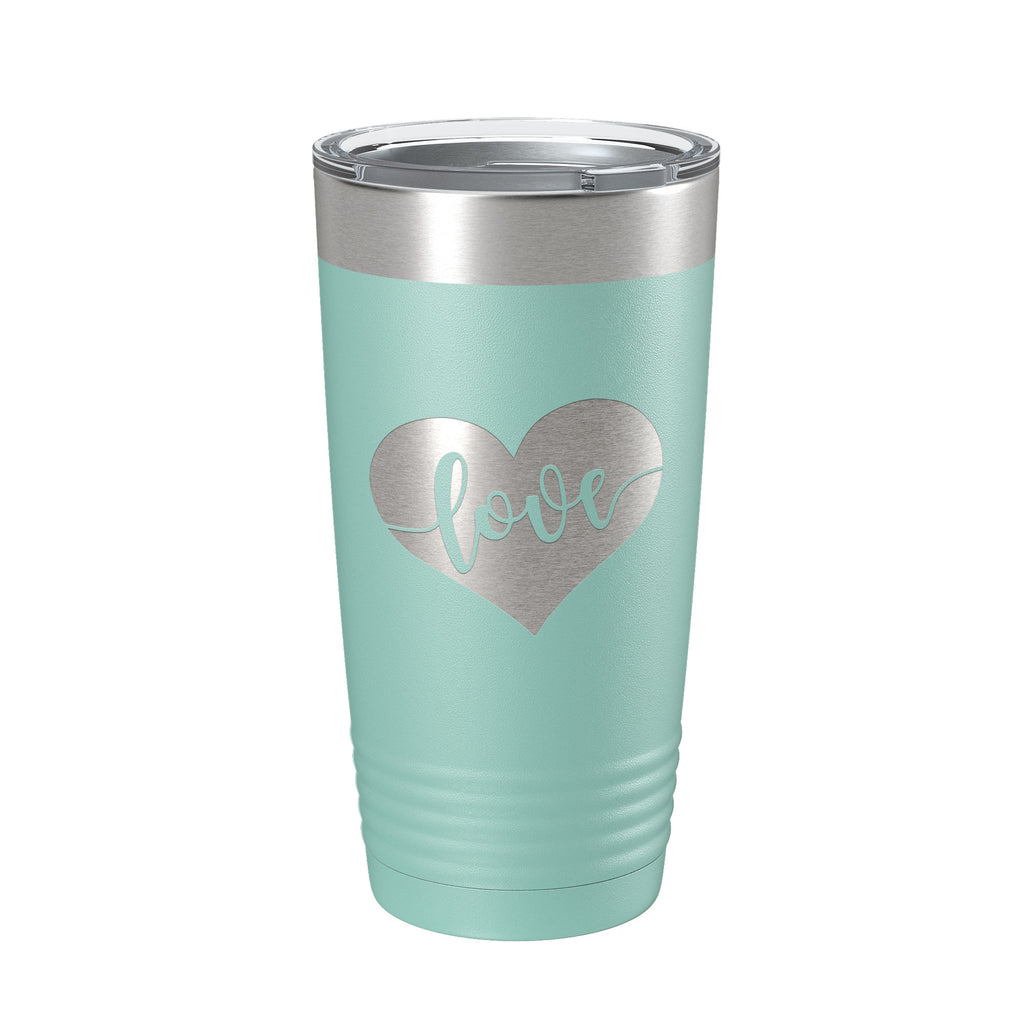 Love Tumbler Valentine's Day Heart Travel Mug Insulated Laser Engraved Coffee Cup 20 oz