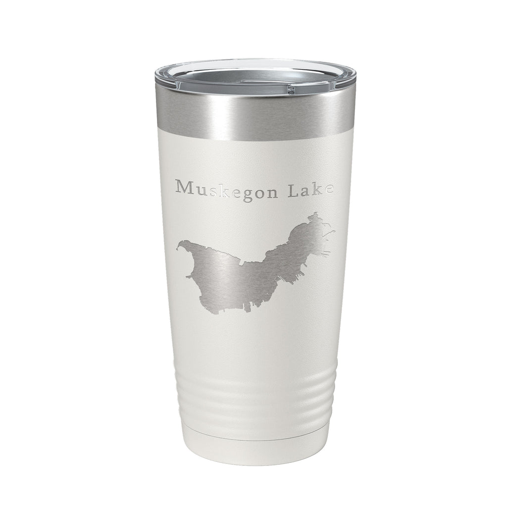 Muskegon Lake Map Tumbler Travel Mug Insulated Laser Engraved Coffee Cup Michigan 20 oz