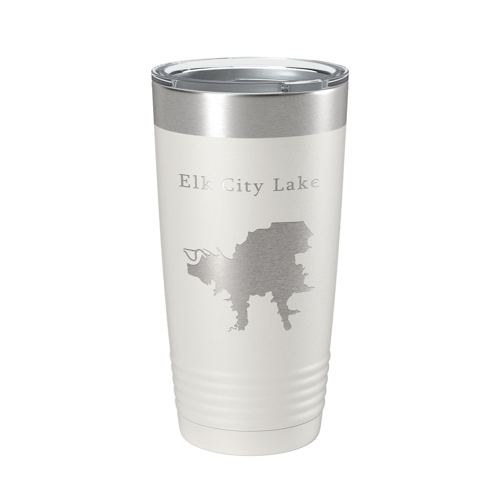 Elk City Lake Map Tumbler Travel Mug Insulated Laser Engraved Coffee Cup Kansas 20 oz