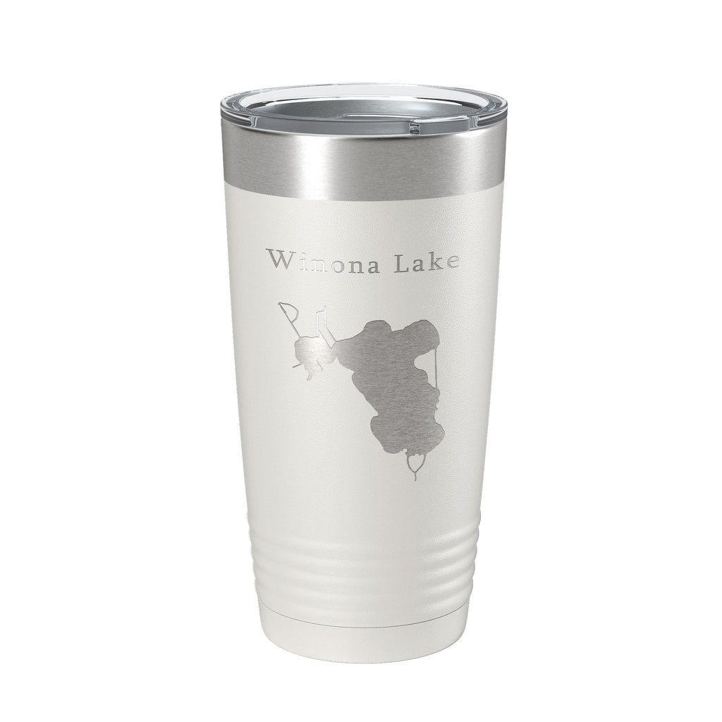 Winona Lake Map Tumbler Travel Mug Insulated Laser Engraved Coffee Cup Indiana 20 oz