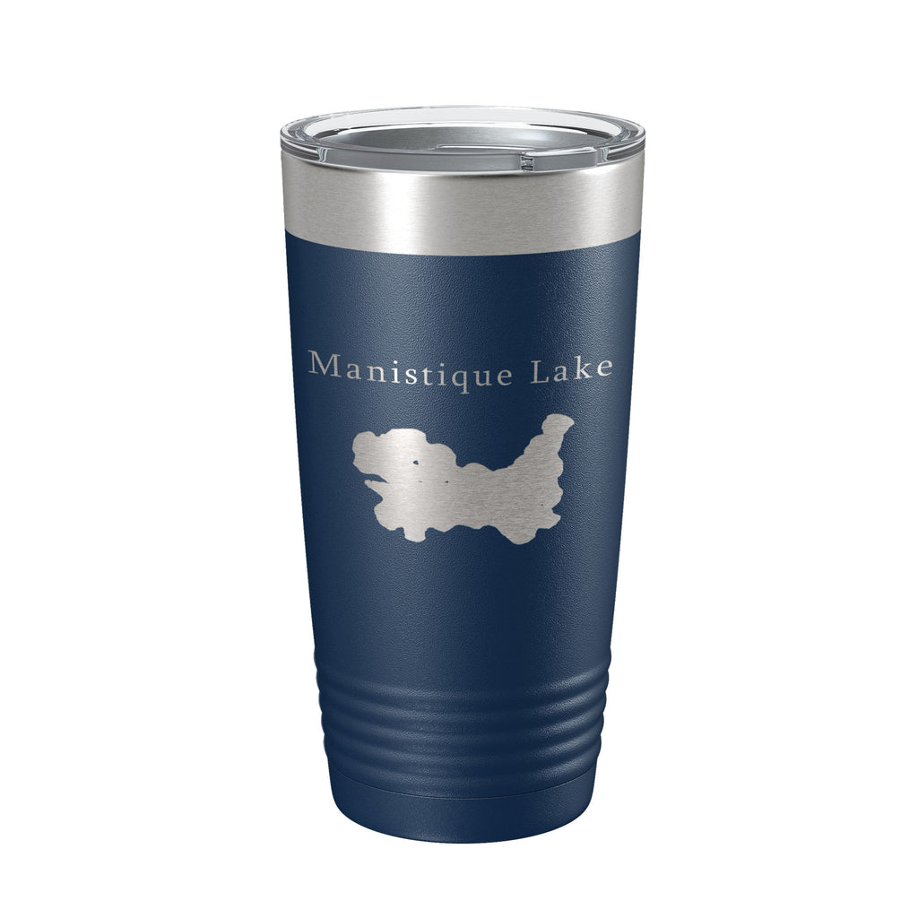 Manistique Lake Map Tumbler Travel Mug Insulated Laser Engraved Coffee Cup Michigan 20 oz