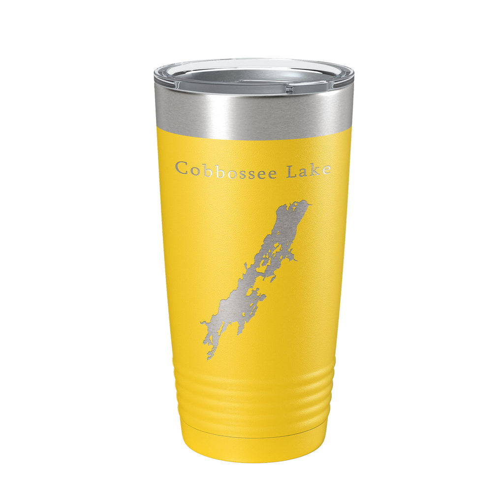 Cobbossee Lake Map Tumbler Travel Mug Insulated Laser Engraved Coffee Cup Maine 20 oz