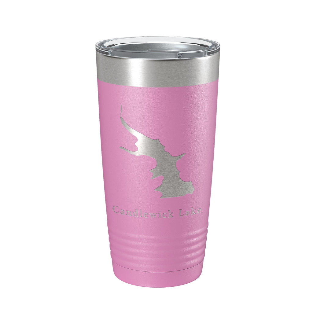 Candlewick Lake Map Tumbler Travel Mug Insulated Laser Engraved Coffee Cup Illinois 20 oz